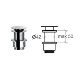 Klik-ventil uden overløb - krom - 50 - 80 mm Klik-ventil uden overløb - krom - 50 - 80 mm