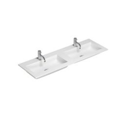 Shape dobbelt Solid Surface vask på specialmål, bredde 200-219 cm, dybde 40,5 cm