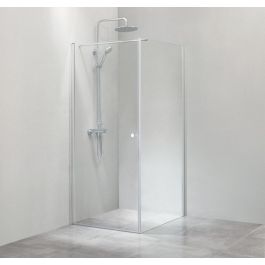 Cassøe SLIM - Hjørneløsning med fast væg - Klar - Isglas - 90 cm Cassøe SLIM - Hjørneløsning med fast væg - Klar - Isglas - 90 cm