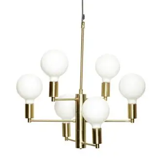 Lampe m/pære, LED i messing/glas med sort ledning fra Hübsch