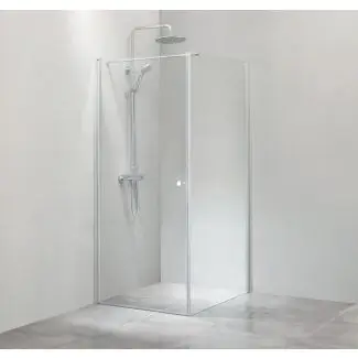 Cassøe SLIM - Hjørneløsning med fast væg - Klar - Isglas - 90 cm